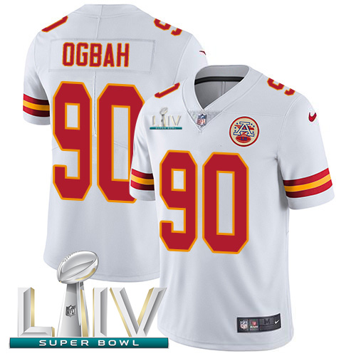 Kansas City Chiefs Nike #90 Emmanuel Ogbah White Super Bowl LIV 2020 Men Stitched NFL Vapor Untouchable Limited Jersey->kansas city chiefs->NFL Jersey